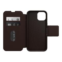 OtterBox Strada Series - Lommebok for mobiltelefon MagSafe-samsvar - lær, polykarbonat, metallås - espressobrun - for Apple iPhone 14