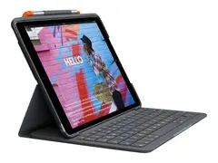 Logitech Slim Folio - Tastatur og folioveske trådløs - Bluetooth LE - QWERTY - Nordisk (dansk/finsk/norsk/svensk) - Oxford-grå - for Apple 10.9-inch iPad (10. generasjon)