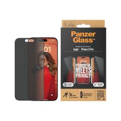 PanzerGlass Privacy - Skjermbeskyttelse for mobiltelefon ultravid passform med EasyAligner - glass - med personvernsfilter - 6.1" - rammefarge svart - for Apple iPhone 15 Pro