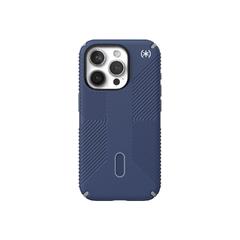 Speck Presidio 2 Grip - Baksidedeksel for mobiltelefon med klikklås - MagSafe-samsvar - plastikk - kystblå, støvete grå - for Apple iPhone 15 Pro