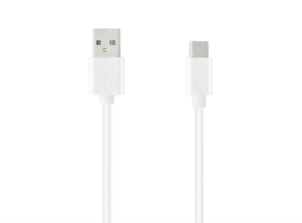 Key - USB-kabel - USB (hann) til USB-C (hann) USB 2.0 - 5 V - 3 A - 1 m - hvit 
