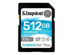 Kingston Canvas Go! Plus - Flashminnekort 512 GB - Video Class V30 / UHS-I U3 / Class10 - SDXC UHS-I
