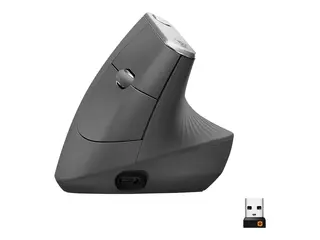 Logitech MX Vertical - Vertikal mus ergonomisk - optisk - 6 knapper - trådløs, kablet - Bluetooth, 2.4 GHz - USB trådløs mottaker - grafitt