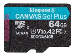 Kingston Canvas Go! Plus - Flashminnekort 64 GB - A2 / Video Class V30 / UHS-I U3 / Class10 - microSDXC UHS-I