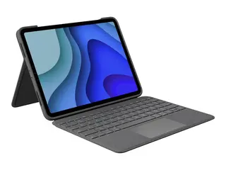 Logitech Folio Touch - Tastatur og folioveske med styrepute - bakbelysning - Apple Smart connector - QWERTY - Storbritannia - Oxford-grå - for Apple 10.9-inch iPad Air (4. generasjon, 5. generasjon)