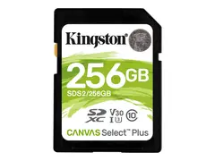 Kingston Canvas Select Plus - Flashminnekort 256 GB - Video Class V30 / UHS-I U3 / Class10 - SDXC UHS-I