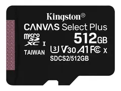 Kingston Canvas Select Plus - Flashminnekort 512 GB - A1 / Video Class V30 / UHS Class 3 / Class10 - SDXC UHS-I