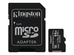 Kingston Canvas Select Plus - Flashminnekort (microSDXC til SD-adapter inkludert) 64 GB - A1 / Video Class V10 / UHS Class 1 / Class10 - microSDXC UHS-I (en pakke 2)