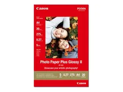 Canon Photo Paper Plus Glossy II PP-201 - Blank A4 (210 x 297 mm) - 275 g/m² - 20 ark fotopapir - for PIXMA iP100, iP2600, iP2700, iX7000, MG2555, MG8250, MX850, PRO-1, PRO-10, 100, TS7450