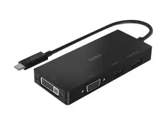 Belkin - Videoadapter - 24 pin USB-C hann til HD-15 (VGA), DVI-I, HDMI, DisplayPort hunn svart - 4K-støtte