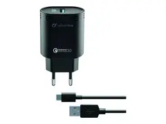Cellular Line - Strømadapter - 18 watt - QC 3.0 (USB) på kabel: USB-C - hvit