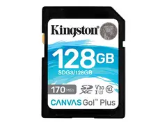 Kingston Canvas Go! Plus - Flashminnekort 128 GB - Video Class V30 / UHS-I U3 / Class10 - SDXC UHS-I