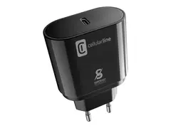 Cellular Line - Strømadapter - 25 watt PD, AFC, SFC (USB-C) - på kabel: USB-C - svart