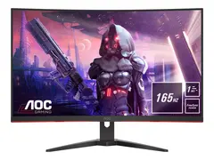 AOC Gaming CQ32G2SE/BK - LED-skjerm - gaming kurvet - 32" (31.5" synlig) - 2560 x 1440 QHD @ 165 Hz - VA - 300 cd/m² - 3000:1 - 1 ms - 2xHDMI, DisplayPort - høyttalere - svart, rød