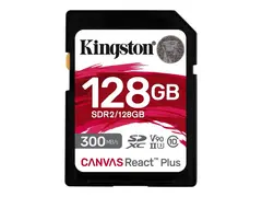 Kingston Canvas React Plus - Flashminnekort 128 GB - Video Class V90 / UHS-II U3 / Class10 - SDXC UHS-II
