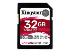Kingston Canvas React Plus - Flashminnekort 32 GB - Video Class V90 / UHS-II U3 / Class10 - SDXC UHS-II