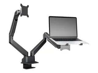 Multibrackets M VESA Gas Lift Arm Dual Arm w. Laptop Holder Monteringssett (skrivebordsklemmemontering, 2 leddarmer) - for LCD-skjerm / notebook - aluminium, stål - svart - skjermstørrelse: 15"-32" - skrivebord