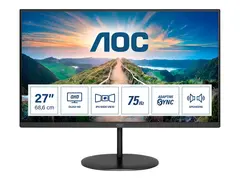 AOC Q27V4EA - LED-skjerm - 27" - 2560 x 1440 QHD @ 75 Hz IPS - 250 cd/m² - 1000:1 - 4 ms - HDMI, DisplayPort - høyttalere - svart