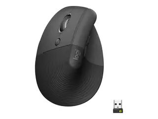 Logitech Lift Vertical Ergonomic Mouse - Vertikal mus ergonomisk - venstrehendt - optisk - 6 knapper - trådløs - Bluetooth, 2.4 GHz - Logitech Logi Bolt USB-mottaker - grafitt
