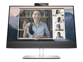 HP E24mv G4 Conferencing Monitor - E-Series LED-skjerm - 23.8" - 1920 x 1080 Full HD (1080p) @ 60 Hz - IPS - 250 cd/m² - 1000:1 - 5 ms - HDMI, VGA, DisplayPort - høyttalere - sølv, svart hode