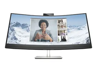 HP E34m G4 Conferencing Monitor - E-Series LED-skjerm - kurvet - 34" - 3440 x 1440 WQHD @ 75 Hz - VA - 400 cd/m² - 3000:1 - 5 ms - HDMI, DisplayPort, USB-C - høyttalere - sølv (stativ), svart hode