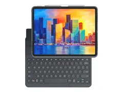 ZAGG Pro Keys - Tastatur og folioveske - bakgrunnsbelyst Bluetooth - Nordisk - koksgrå tastatur, koksgrå boks - for Apple 12.9-inch iPad Pro (3. generasjon, 4. generasjon, 5. generasjon)