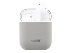 Holdit Nygård - Eske for trådløse øretelefoner silikon - musegrått - for Apple AirPods (1. generasjon, 2. generasjon)