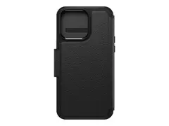 OtterBox Strada Series Folio - Lommebok for mobiltelefon MagSafe-samsvar - lær - shadow (black) - for Apple iPhone 15 Pro Max