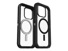 OtterBox Defender Series XT - Baksidedeksel for mobiltelefon robust - MagSafe-samsvar - syntetisk gummi, polykarbonatskall - mørk side (klar / svart) - for Apple iPhone 15 Pro