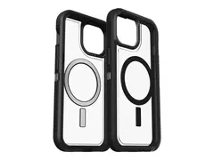 OtterBox Defender Series XT - Baksidedeksel for mobiltelefon robust - MagSafe-samsvar - polykarbonatskall, glidetrekk i syntetisk gummi - mørk side (klar / svart) - for Apple iPhone 15