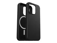 OtterBox Symmetry Series - Baksidedeksel for mobiltelefon MagSafe-samsvar - polykarbonat, syntetisk gummi, sølvfosfatglass - svart - for Apple iPhone 15 Pro