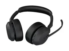 Jabra Evolve2 55 MS Stereo - Hodesett - on-ear Bluetooth - trådløs - aktiv støydemping - USB-C - svart - med ladestativ - Optimized for Microsoft Teams