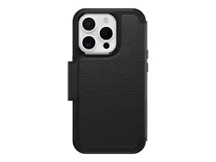 OtterBox Strada Series - Lommebok for mobiltelefon MagSafe-samsvar - lær - skygge (svart) - for Apple iPhone 15 Pro