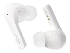 Belkin SoundForm Motion - True wireless-hodetelefoner med mikrofon i øret - Bluetooth - aktiv støydemping - lydisolerende - hvit
