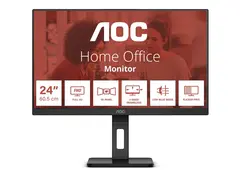 AOC 24E3QAF - LED-skjerm - 24" 1920 x 1080 Full HD (1080p) @ 75 Hz - IPS - 1000:1 - 4 ms - HDMI, VGA, DisplayPort - høyttalere - teksturert svart