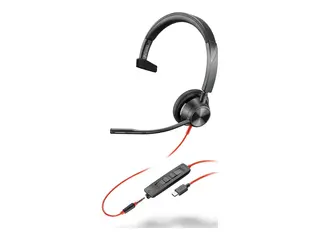 Poly Blackwire 3315 - Blackwire 3300 series hodesett - on-ear - kablet - 3,5 mm jakk, USB-C - svart - UC-sertifisert