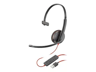Poly Blackwire C3210 - Blackwire 3200 Series hodesett - on-ear - kablet - USB-C - svart - Skype Certified, Avaya Certified, Cisco Jabber Certified