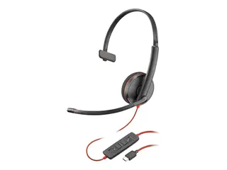 Poly Blackwire 3210 - Blackwire 3200 Series hodesett - on-ear - kablet - USB-C - svart - UC-sertifisert