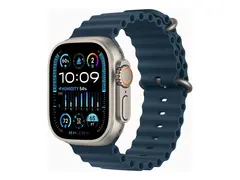 Apple Watch Ultra 2 - 49 mm - titan smartklokke med Havbånd - fluorelastomer - blå - håndleddstørrelse: 130-200 mm - 64 GB - Wi-Fi, LTE, UWB, Bluetooth - 4G - 61.4 g
