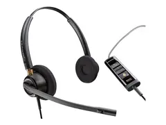 Poly EncorePro 525 - EncorePro 500 series hodesett - on-ear - kablet - aktiv støydemping - USB-A - svart - Certified for Microsoft Teams