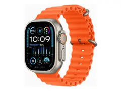 Apple Watch Ultra 2 - 49 mm - titan smartklokke med Havbånd - fluorelastomer - oransje - håndleddstørrelse: 130-200 mm - 64 GB - Wi-Fi, LTE, UWB, Bluetooth - 4G - 61.4 g