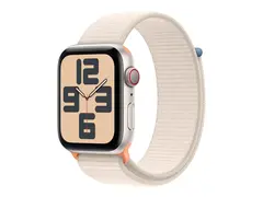 Apple Watch SE (GPS + Cellular) 2. generasjon - 44 mm - stjernelysaluminium - smartklokke med sportssløyfe - vevet nylon - stjernelys - håndleddstørrelse: 145-220 mm - 32 GB - Wi-Fi, LTE, Bluetooth - 4G - 33 g