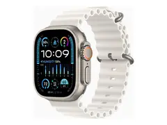 Apple Watch Ultra 2 - 49 mm - titan smartklokke med Havbånd - fluorelastomer - hvit - håndleddstørrelse: 130-200 mm - 64 GB - Wi-Fi, LTE, UWB, Bluetooth - 4G - 61.4 g