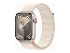 Apple Watch Series 9 (GPS + Cellular) 45 mm - stjernelysaluminium - smartklokke med sportssløyfe - myk dobbeltlagsnylon - stjernelys - 64 GB - Wi-Fi, LTE, UWB, Bluetooth - 4G - 39 g