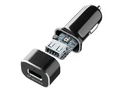 Cellular Line - Bilstrømadapter - 12 watt (USB) på kabel: Lightning - svart