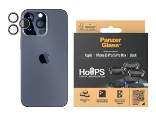 PanzerGlass Hoops - Linsebeskytter for mobiltelefon glass - svart - for Apple iPhone 15 Pro, 15 Pro Max