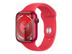 Apple Watch Series 9 (GPS) - (PRODUCT) RED 45 mm - rød aluminium - smartklokke med sportsbånd - fluorelastomer - rød - båndbredde: M/L - 64 GB - Wi-Fi, UWB, Bluetooth - 38.7 g