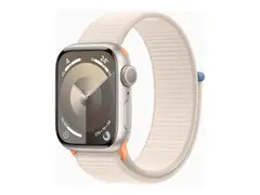 Apple Watch Series 9 (GPS) - 41 mm stjernelysaluminium - smartklokke med sportssløyfe - myk dobbeltlagsnylon - stjernelys - 64 GB - Wi-Fi, UWB, Bluetooth - 31.9 g