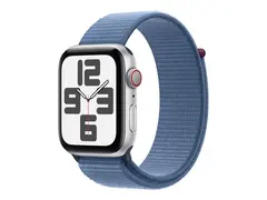 Apple Watch SE (GPS + Cellular) 2. generasjon - 44 mm - sølvaluminium - smartklokke med sportssløyfe - vevet nylon - winter blue - håndleddstørrelse: 145-220 mm - 32 GB - Wi-Fi, LTE, Bluetooth - 4G - 33 g