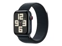 Apple Watch SE (GPS + Cellular) 2. generasjon - 44 mm - midnattsaluminium - smartklokke med sportssløyfe - vevet nylon - midnatt - håndleddstørrelse: 145-220 mm - 32 GB - Wi-Fi, LTE, Bluetooth - 4G - 33 g